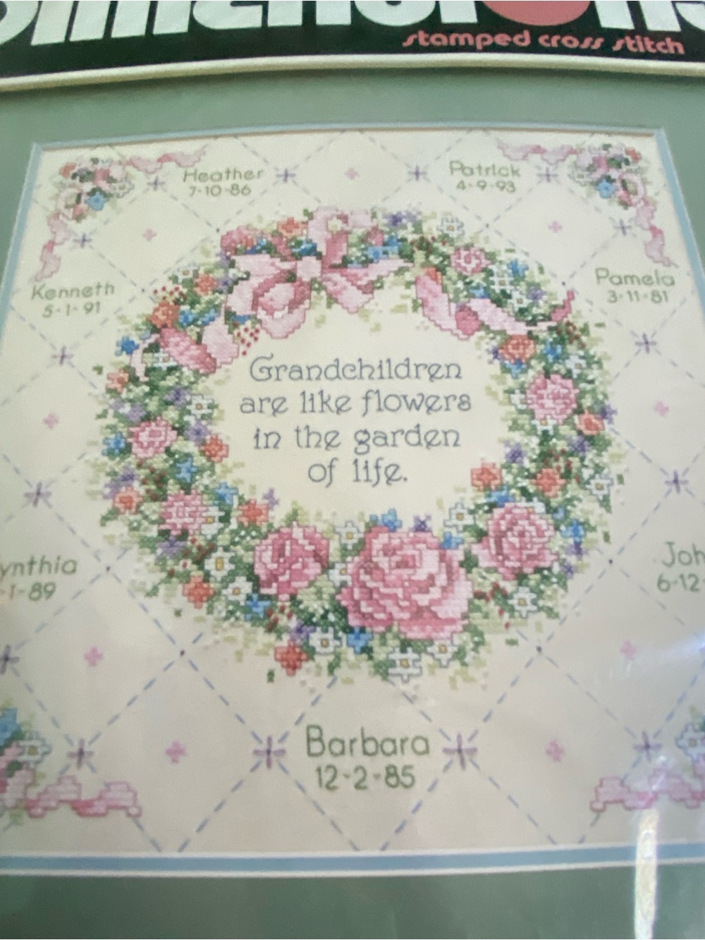 Vintage Dimensions Stamped Cross Stitch Grandchildren Are Like Flowers 1991 NIP - Picture 6 of 10
